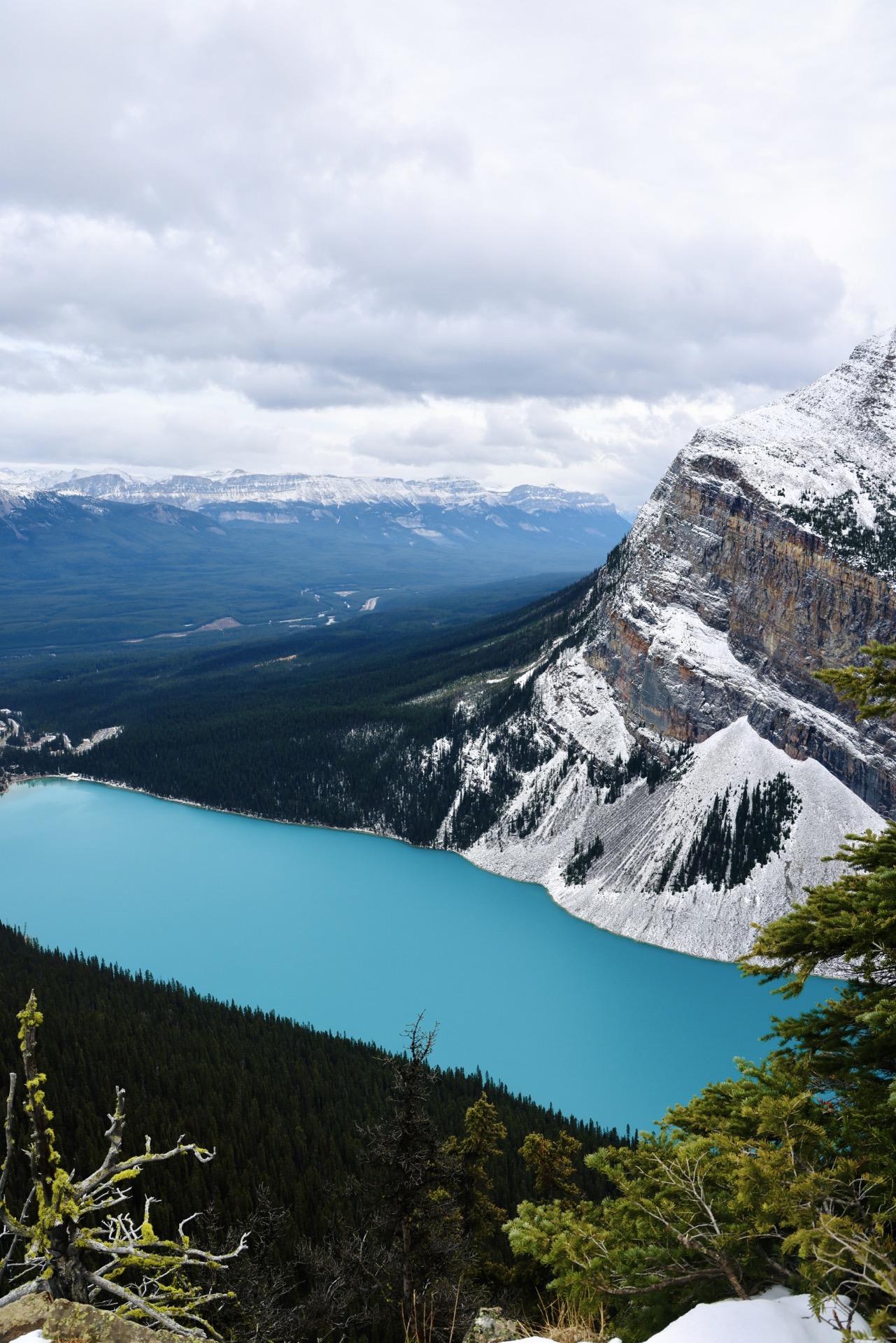从山顶俯瞰露易丝湖